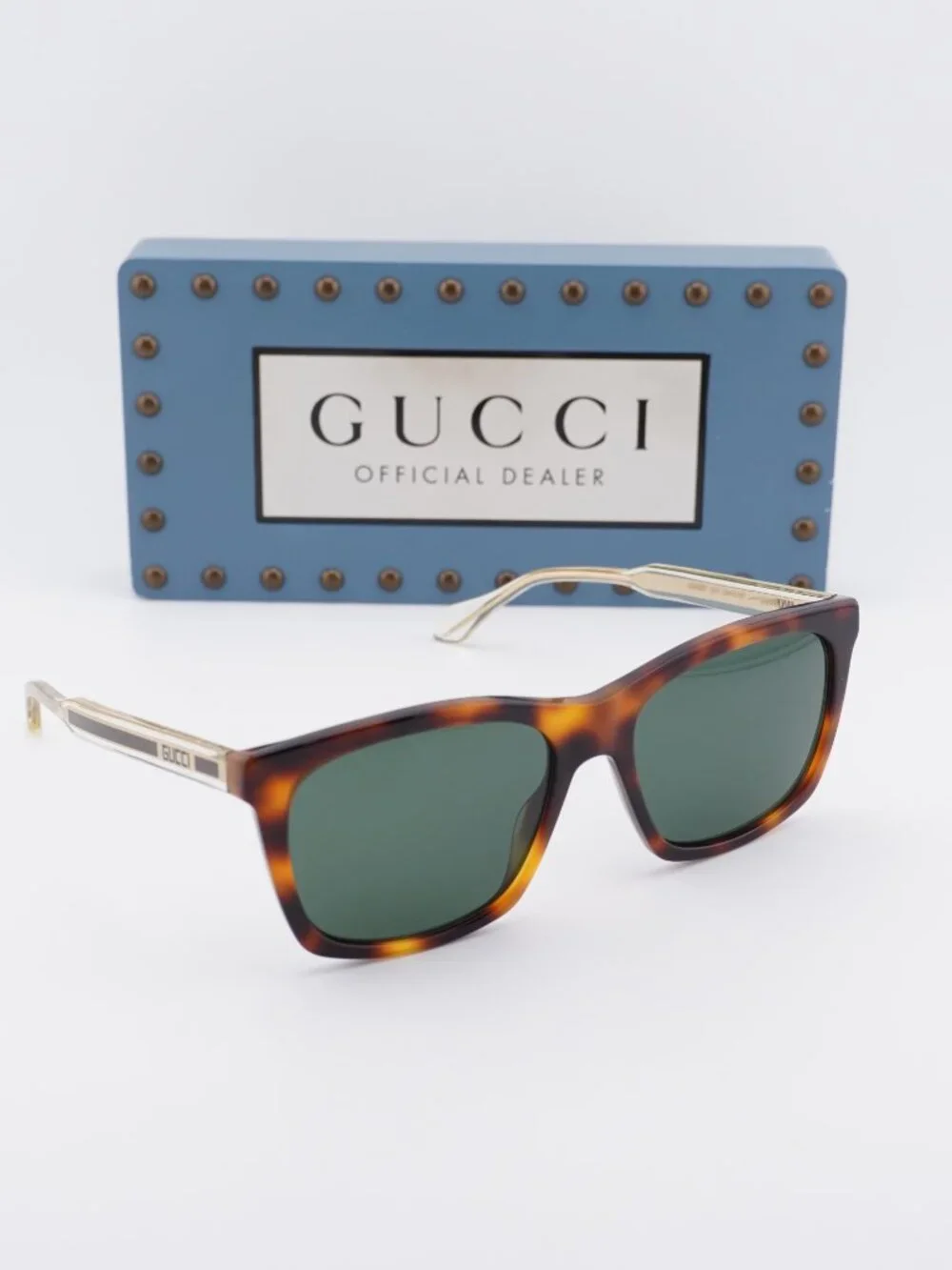 Gucci GG0558S 003 Rectangle Sunglasses – Havana\Green